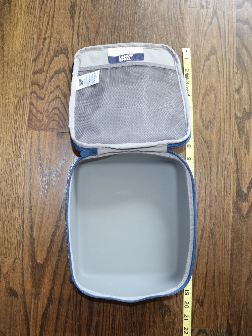 Lands End Insulated Soft-Sided Blue Lunch Box White Daisy Floral School EZ Wipe